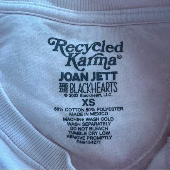 Recycled Karma The Runaways Joan Jett Cropped Sweatshirt SZ XS Petal - Picture 12 of 12